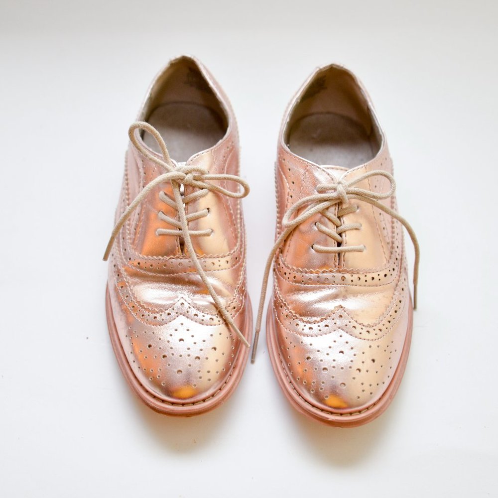 Wanted Rose Gold Oxford Shoes